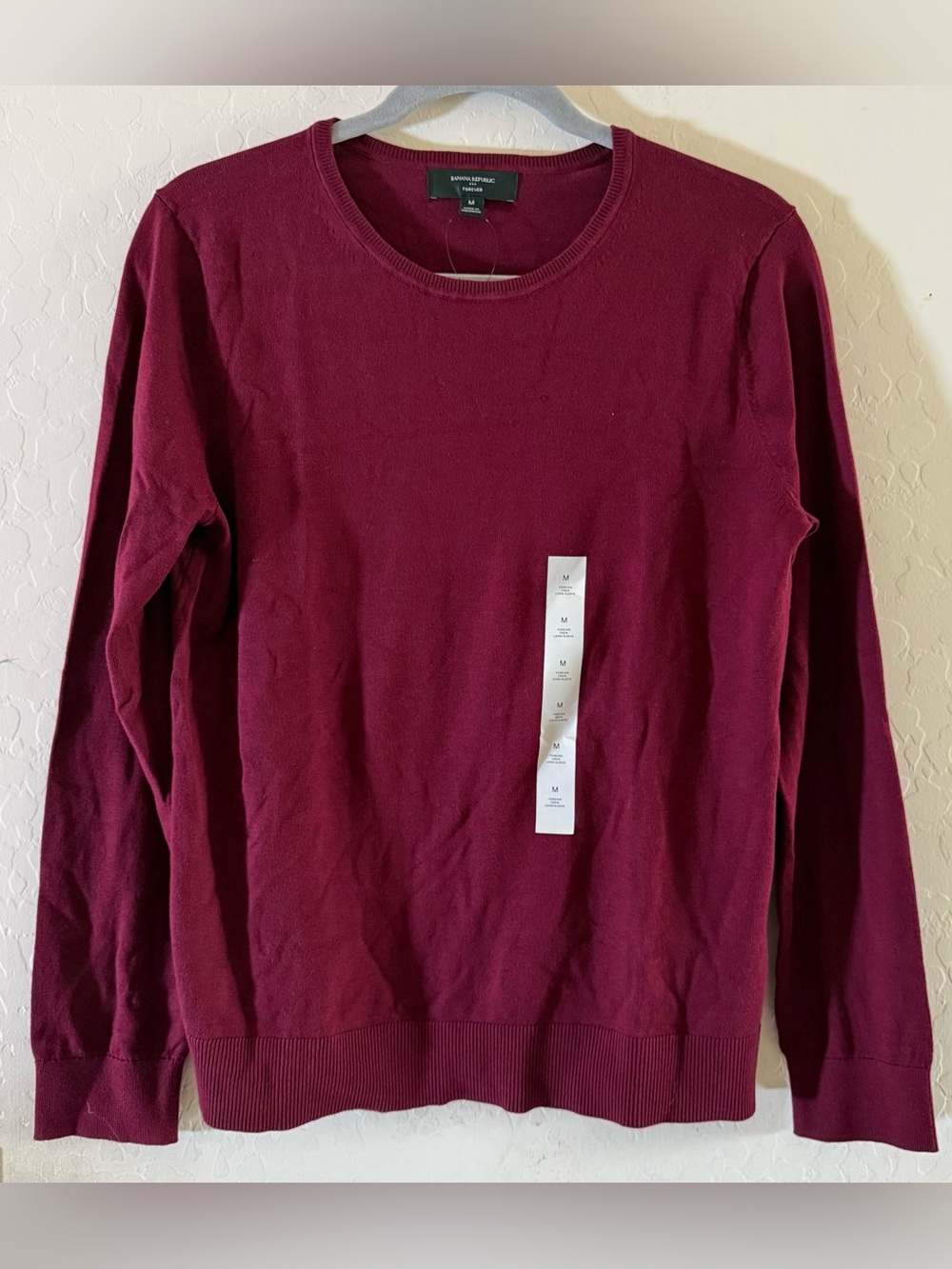 Banana Republic, medium, cotton blend burgundy crew-neck sweater w/ long sleeve